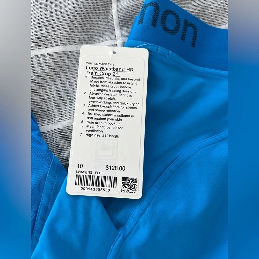 NWT Lululemon Athletica Logo Waistband High Rise Train Crop Leggings 21